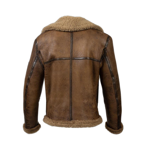 Ray's Leather Bomber Jackets For Men Real Sheepskin B3 Aviator Leather Jacket With Thick Shearling Sheepskin