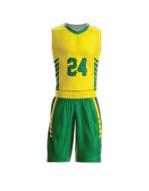 RAY'S Men's Basketball Uniform Set, Yellow and Green Jersey with Customise Number, Athletic Two-Piece Performance Kit