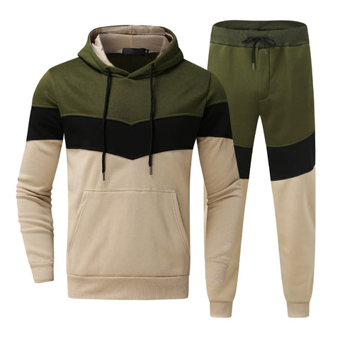 Men's Tracksuit Set, Colour Block Design in different colour, Hooded Sweatshirt with Matching Jogger Pants