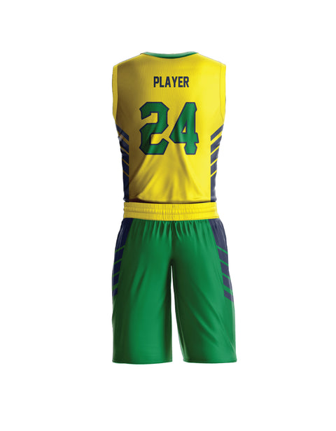 RAY'S Men's Basketball Uniform Set, Yellow and Green Jersey with Customise Number, Athletic Two-Piece Performance Kit