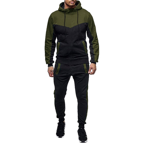 Men's Tracksuit Set, Colour Block Design in different colour, Hooded Sweatshirt with Matching Jogger Pants