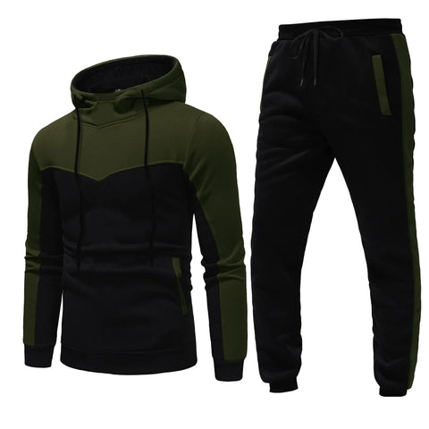 Men's Tracksuit Set, Colour Block Design in different colour, Hooded Sweatshirt with Matching Jogger Pants