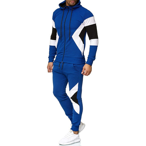 Men's Tracksuit Set, Colour Block Design in different colour, Hooded Sweatshirt with Matching Jogger Pants