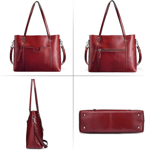 Ray's Large Capacity Cowhide Leather Shoulder Bag Purses Luxury Handbags for Women
