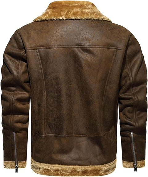 Ray's Leather Bomber Jackets For Men Real Sheepskin B3 Aviator Leather Jacket With Thick Shearling Sheepskin