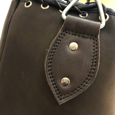 RAY'S Heavy Punching Bag, Brown Genuine Leather, 5 Feet, Unfilled, with Chain and Metal D-Rings
