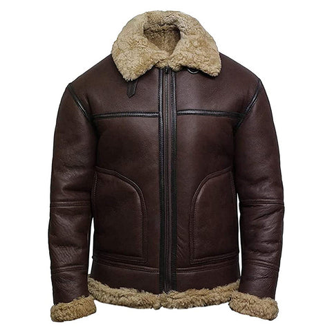RAY'S WESTERN Leather Jacket Men Shearling Sheepskin