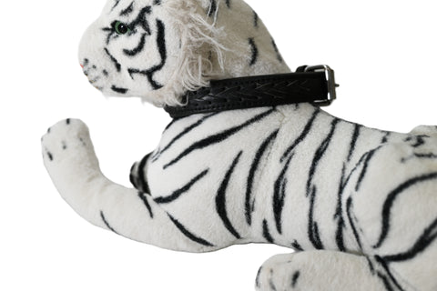 Braided Leather Dog Collar with Metal Hardware, Genuine Leather with Decorative Braided Detail&nbsp;