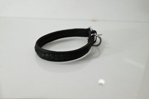 Braided Leather Dog Collar with Metal Hardware, Genuine Leather with Decorative Braided Detail&nbsp;
