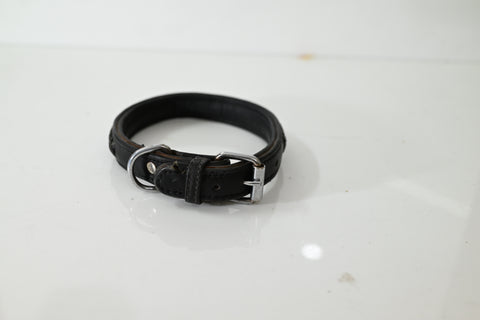 Braided Leather Dog Collar with Metal Hardware, Genuine Leather with Decorative Braided Detail&nbsp;