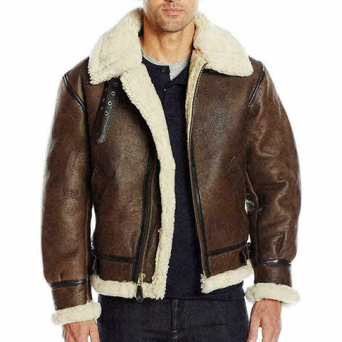 RAY'S WESTERN Leather Jacket Men Shearling Sheepskin